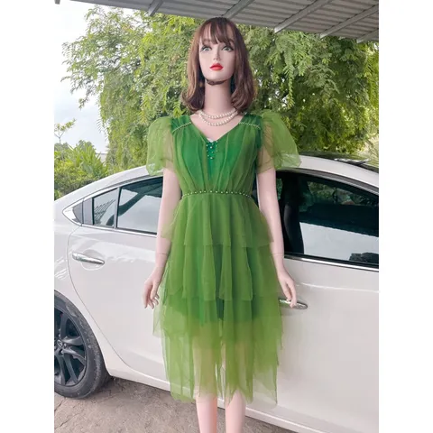 Đầm công chúa tầng màu xanh đính ngọc  Hàng có sẵn giao ngay  Giá 320k Hàng cao cấp Đủ size SML Đúp lót 2 lớp