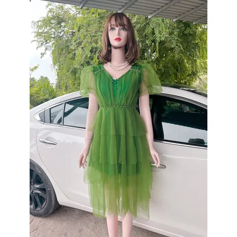 Đầm công chúa tầng màu xanh đính ngọc  Hàng có sẵn giao ngay  Giá 320k Hàng cao cấp Đủ size SML Đúp lót 2 lớp
