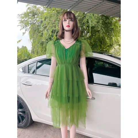 Đầm công chúa tầng màu xanh đính ngọc  Hàng có sẵn giao ngay  Giá 320k Hàng cao cấp Đủ size SML Đúp lót 2 lớp