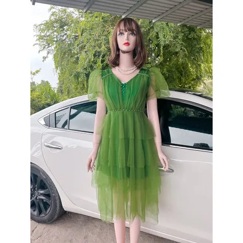 Đầm công chúa tầng màu xanh đính ngọc  Hàng có sẵn giao ngay  Giá 320k Hàng cao cấp Đủ size SML Đúp lót 2 lớp
