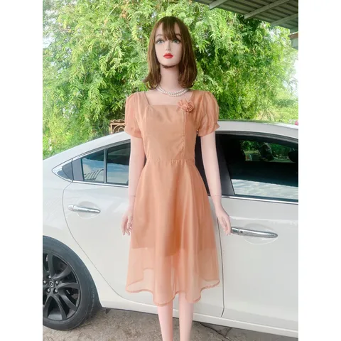 Đầm màu xanh mint + màu nâu tây Chất liệu voan tơ 2 lớp ,có sẵn mút ngực Giá 290k Hàng có sẵn giao ngay