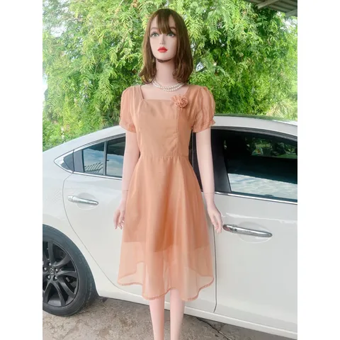 Đầm màu xanh mint + màu nâu tây Chất liệu voan tơ 2 lớp ,có sẵn mút ngực Giá 290k Hàng có sẵn giao ngay