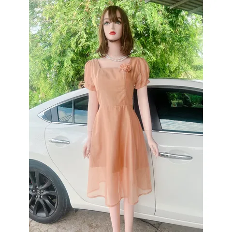 Đầm màu xanh mint + màu nâu tây Chất liệu voan tơ 2 lớp ,có sẵn mút ngực Giá 290k Hàng có sẵn giao ngay