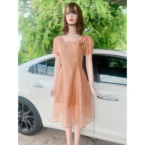 Đầm màu xanh mint + màu nâu tây Chất liệu voan tơ 2 lớp ,có sẵn mút ngực Giá 290k Hàng có sẵn giao ngay