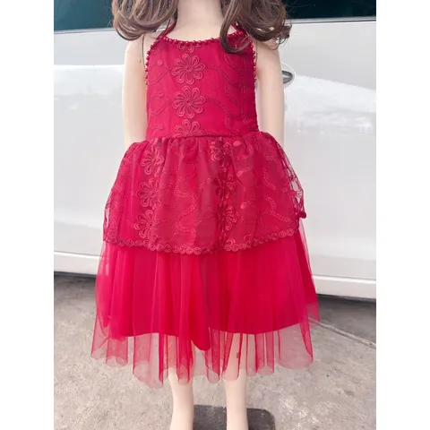 Đầm yếm công chúa cột cổ, hở lưng mát mẻ, nơ to sau lưng Giá 160k Hàng có sẵn giao ngay  Chất liệu ren cao cấp