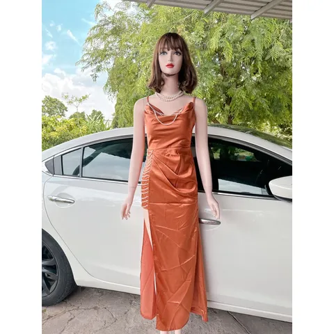 ĐẦM LỤA 2s cổ đổ cao cấp đính Ngọc siêu cấp, xẻ đùi đính Ngọc, chất lụa xịn không xước, mềm mịn mát có size SM Giá 390k