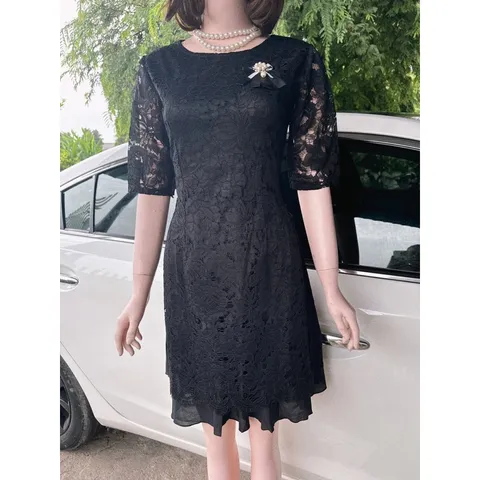 Đầm áo dài Ren Thanh Lịch ,Chất Lượng đẹp, đúp lót 2 lớp Chất liệu ren cao cấp  Giá 290k  Màu đen