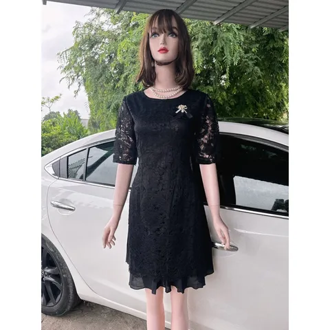 Đầm áo dài Ren Thanh Lịch ,Chất Lượng đẹp, đúp lót 2 lớp Chất liệu ren cao cấp  Giá 290k  Màu đen
