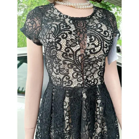 Đầm Nữ Dáng Xòe Ren Hoa tiết Cao Cấp, Dạo Phố Dự Tiệc, Che Khuyết Điểm , Tôn Dáng, có sẵn mút ngực  Hàng có sẵn giao