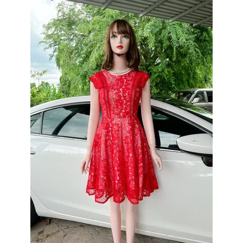 Đầm tiệc ren xoè quý phái có mút ngực , màu đỏ ren Giá 299k Hàng có sẵn giao ngay.  Size SM Đup lót 2 lớp