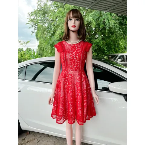 Đầm tiệc ren xoè quý phái có mút ngực , màu đỏ ren Giá 299k Hàng có sẵn giao ngay.  Size SM Đup lót 2 lớp