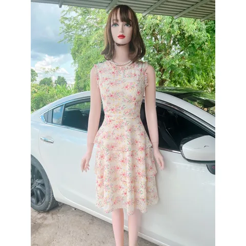 Đầm hoa tầng đúp lót 2 lớp  Giá 290k Hàng có sẵn giao ngay Chất liệu chiffon cao cấp Có sẵn mút ngực