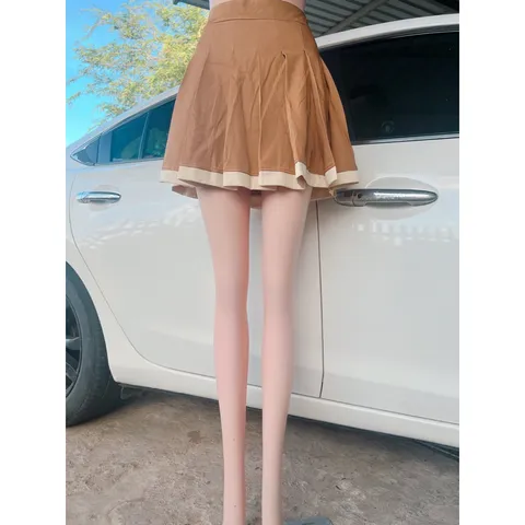 Chân váy xếp ly ngắn chữ A chất cao cấp  Màu nâu trẻ trung Dễ phối đồ Giá 150k Hàng có sẵn giao ngay M