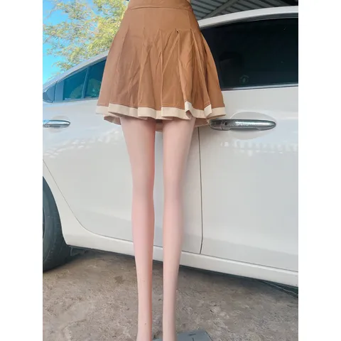 Chân váy xếp ly ngắn chữ A chất cao cấp  Màu nâu trẻ trung Dễ phối đồ Giá 150k Hàng có sẵn giao ngay M