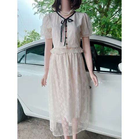Không mơ cổ tích hoang đường  Chỉ mơ những lúc bình thường vẫn xinh 🥰🥰 SÉT REN NUDE MIDI TIỂU THƯ NƠ ĐEN