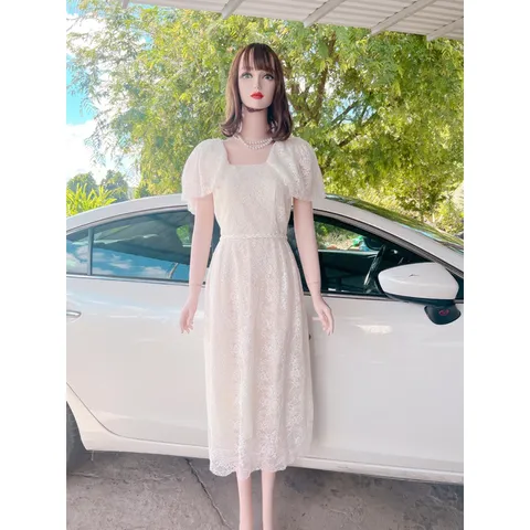 Đầm ren tay canh tiên che khuyết điểm Giá 320k Hàng có săẵn giao ngay Size XL dưới 70kg mặc vừa form to