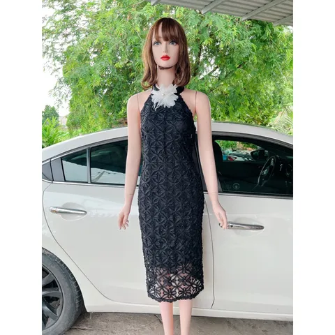 Đầm ren đính hoa nổi cổ yếm siêu đẹp Giá 320k Hàng có sẵn giao ngay M Chất liệu ren nổi cao cấp