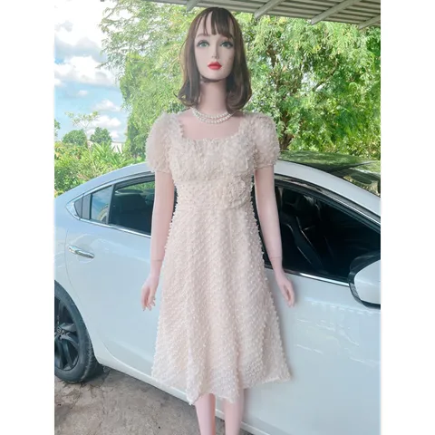 💥💥ĐẦM TIỂU THƯ Đính hoa SANG CHẢNH 💥💥 👍👍Chất: bi lông 🔮 Freesize dưới 55kg phía sau vừa dây kéo vừa bo chun co giãn dễ