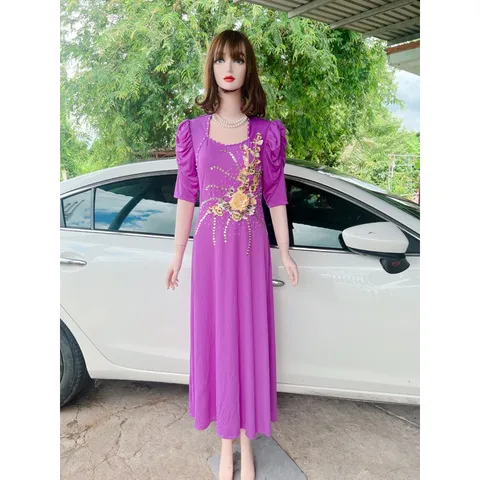 Đầm Trung Niên Dự Tiệc Sang Trọng Thiết kế dáng đầm suông dáng dài bigsize nổi bật, tay lỡ,  • Sản phẩm gồm nhiều size