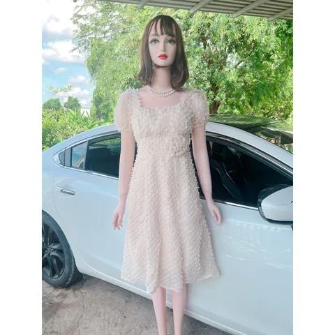 💥💥ĐẦM TIỂU THƯ Đính hoa SANG CHẢNH 💥💥 👍👍Chất: bi lông 🔮 Freesize dưới 55kg phía sau vừa dây kéo vừa bo chun co giãn dễ