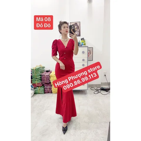 Đầm dạ hội đỏ  đính ngọc  siêu đẹp Chất liệu thun Anh cao cấp co giãn dễ chịu thoải mái Giá 390k Màu đỏ