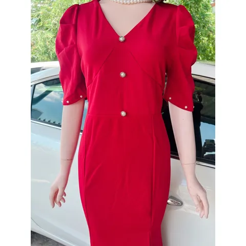 Đầm dạ hội đỏ  đính ngọc  siêu đẹp Chất liệu thun Anh cao cấp co giãn dễ chịu thoải mái Giá 390k Màu đỏ