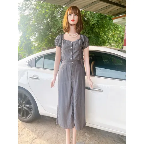 Set jean denim maù xám đen, đan dây 2 bên Có túi 2 bên Hàng xịn cao cấp Hàng chính chủ Có sẵn giao ngay SML Giá 320k