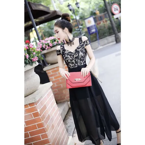 Đầm trễ vi dáng dài