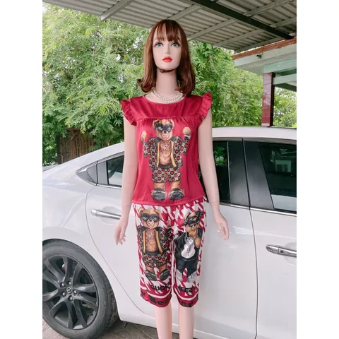 Đồ Bộ Nữ Mặc Nhà Quần Lửng Áo Cánh Tiên  Chất Lụa Latin Mềm Mịn,Form Rộng, Thoáng Mát, Họa Tiết Siêu Xinh Giá 250k
