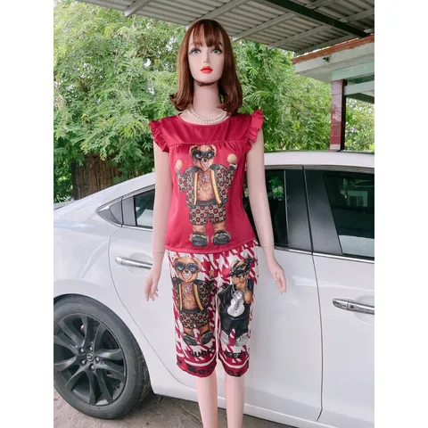 Đồ Bộ Nữ Mặc Nhà Quần Lửng Áo Cánh Tiên  Chất Lụa Latin Mềm Mịn,Form Rộng, Thoáng Mát, Họa Tiết Siêu Xinh Giá 250k