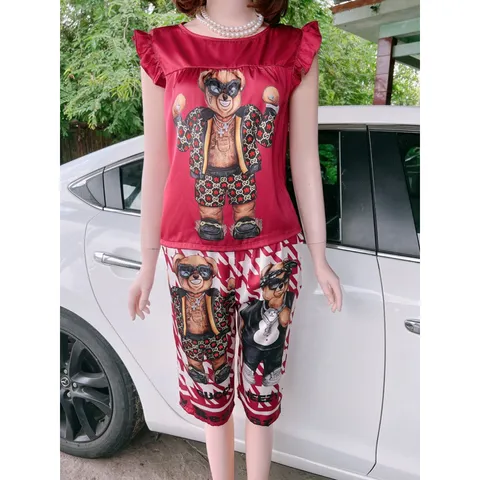 Đồ Bộ Nữ Mặc Nhà Quần Lửng Áo Cánh Tiên  Chất Lụa Latin Mềm Mịn,Form Rộng, Thoáng Mát, Họa Tiết Siêu Xinh Giá 250k