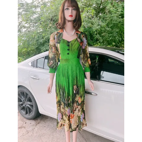 Đầm dập li dáng dài tay lỡ, đầm dự tiệc thiết kế sang trọng lịch lãm sang trọng Giá 290k Hàng có sẵn giao ngay