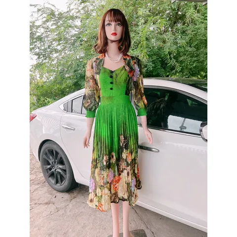 Đầm dập li dáng dài tay lỡ, đầm dự tiệc thiết kế sang trọng lịch lãm sang trọng Giá 290k Hàng có sẵn giao ngay