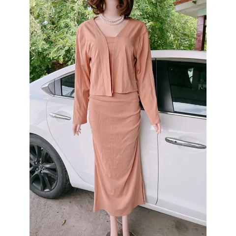 Set Váy ống Maxi dáng dài xẻ  Kèm Áo Khoác như hình Giá 290k/ cả set Có size tới 80kg mặc Hàng có sẵn giao ngay 2XL Chất