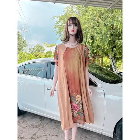 ĐẦM THIẾT KẾ SANG TRỌNG Đầm trung niên tặng mẹ, chất liệu lụa cao cấp, mềm mịn mặc mát, trang phục dùng hằng ngày