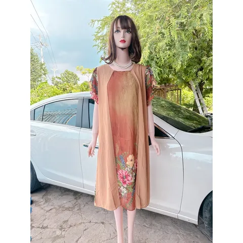 ĐẦM THIẾT KẾ SANG TRỌNG Đầm trung niên tặng mẹ, chất liệu lụa cao cấp, mềm mịn mặc mát, trang phục dùng hằng ngày