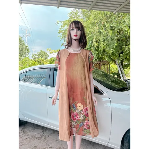ĐẦM THIẾT KẾ SANG TRỌNG Đầm trung niên tặng mẹ, chất liệu lụa cao cấp, mềm mịn mặc mát, trang phục dùng hằng ngày
