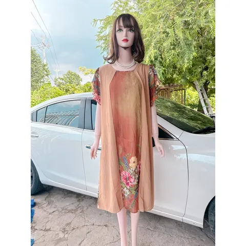 ĐẦM THIẾT KẾ SANG TRỌNG Đầm trung niên tặng mẹ, chất liệu lụa cao cấp, mềm mịn mặc mát, trang phục dùng hằng ngày