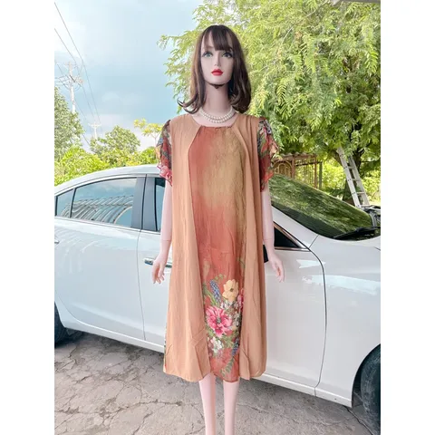 ĐẦM THIẾT KẾ SANG TRỌNG Đầm trung niên tặng mẹ, chất liệu lụa cao cấp, mềm mịn mặc mát, trang phục dùng hằng ngày
