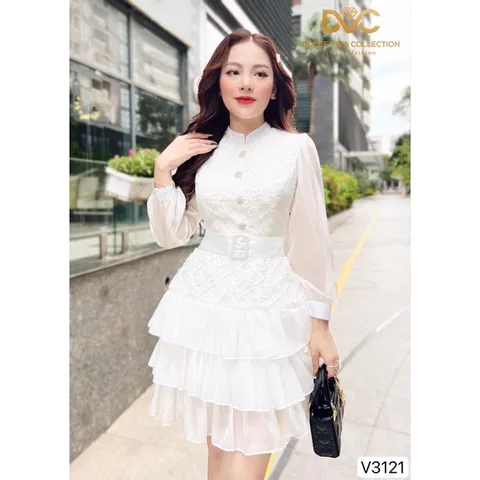 Đầm  TRẮNG XOÈ TẦNG KÈM ĐAI Hàng chính chủ-DVC Giá 390k, người ta đang bán gần 7xx Hang có sẵn giao ngay Đủ size