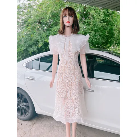 Đầm ren nổi cao cấp Đầm Thiết Kế Chất Liệu Ren Phối Voan Đầm Dự Tiệc Sang Trọng  Giá 399k Hàng có sẵn giao ngay