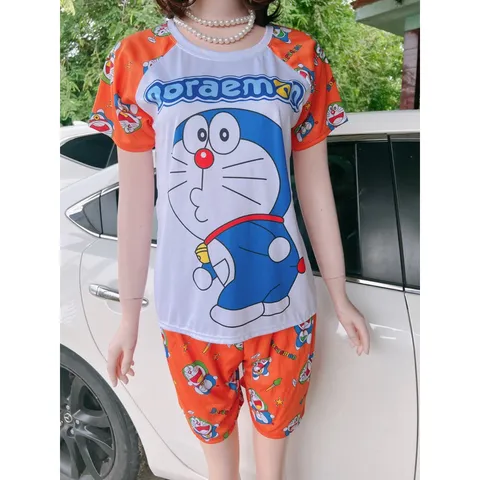 Đồ bộ mặc nhà size đến 65kg in hình hoạt hình doremon dễ thương chất thun mát Giá 150k/ cả set Hàng có sẵn giao ngay