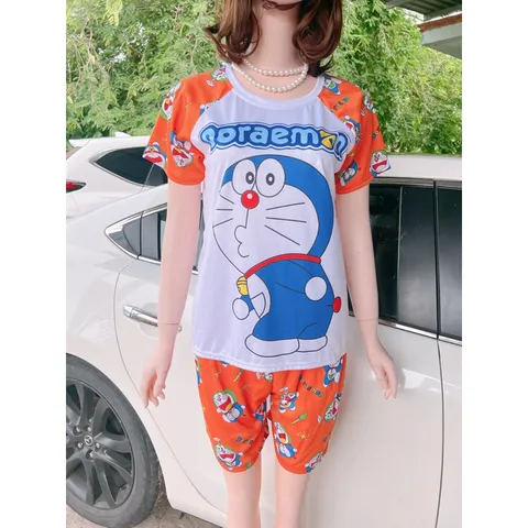 Đồ bộ mặc nhà size đến 65kg in hình hoạt hình doremon dễ thương chất thun mát Giá 150k/ cả set Hàng có sẵn giao ngay
