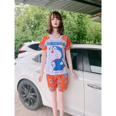 Đồ bộ mặc nhà size đến 65kg in hình hoạt hình doremon dễ thương chất thun mát Giá 150k/ cả set Hàng có sẵn giao ngay