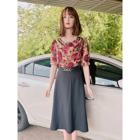 Đầm công sở chất liệu lụa mịn Có đủ size tới 3Xl là 75kg mặc vừa Hàng có sẵn giao ngay Giá 299k Hình thật chụp
