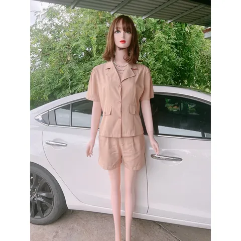 Sẵn - Hình thật) Set vest quần sort tây nude Giá 290k/ cả set Chất liệu tuyết mưa cao cấp Quần eo bo chun co giãn dễ mặc