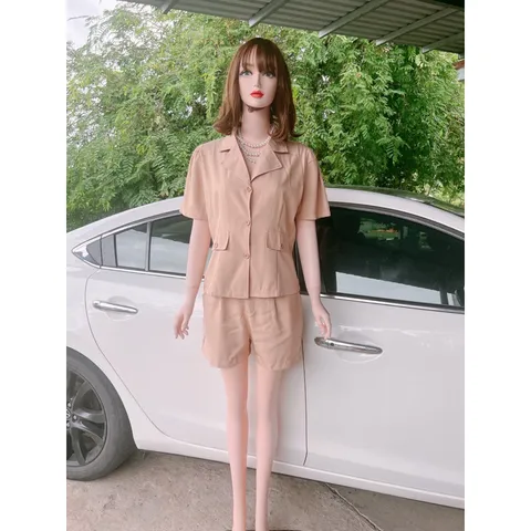 Sẵn - Hình thật) Set vest quần sort tây nude Giá 290k/ cả set Chất liệu tuyết mưa cao cấp Quần eo bo chun co giãn dễ mặc