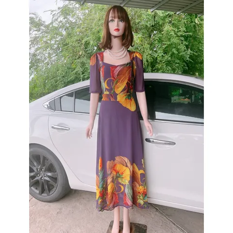 Đầm Trung Niên  Đầm Xòe Dáng Dài Quý Bà   Đầm Xòe Trung Niên Size Lớn In Hoa  Giá 290k, người ta đang bán gần 8xx