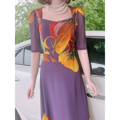 Đầm Trung Niên  Đầm Xòe Dáng Dài Quý Bà   Đầm Xòe Trung Niên Size Lớn In Hoa  Giá 290k, người ta đang bán gần 8xx