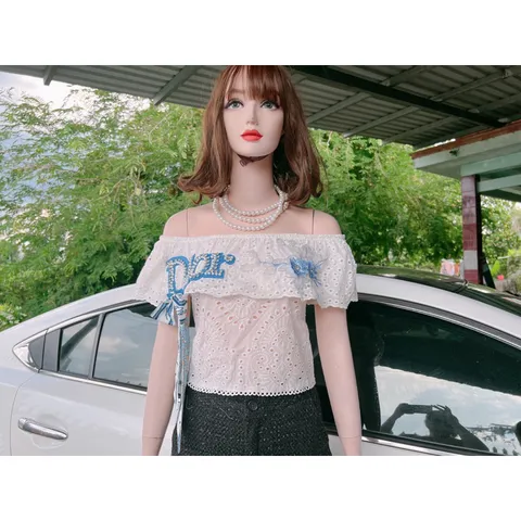 áo trễ vai nữ áo kiểu hàn quốc trendy Thoải mái phong cách tráng lệ Giá 350k/ áo Hàng chính chủ siêu cấp Đính kết